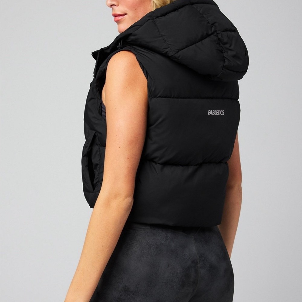 Fabletics Essential Cropped Hooded Puffer Vest - Picture 2 of 7